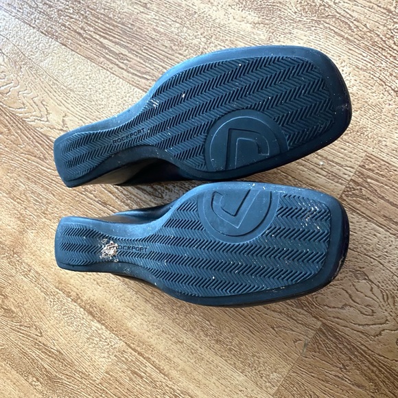 Rockport Womens Black Slip On Leather Shoe Wedge Heel Clog 8 - Picture 10 of 10